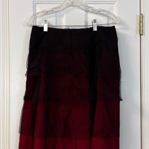 Vintage Carlisle Red & Black Sheer Overlay Skirt Size 8 Y2K Evening